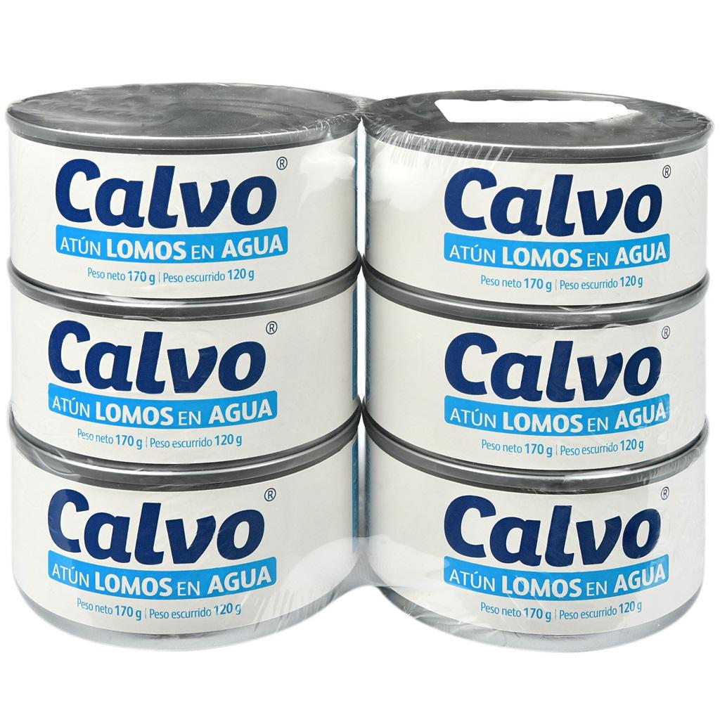 CALVO ATÚN LOMOS EN AGUA 6 UNIDADES / 170 G / 6 OZ