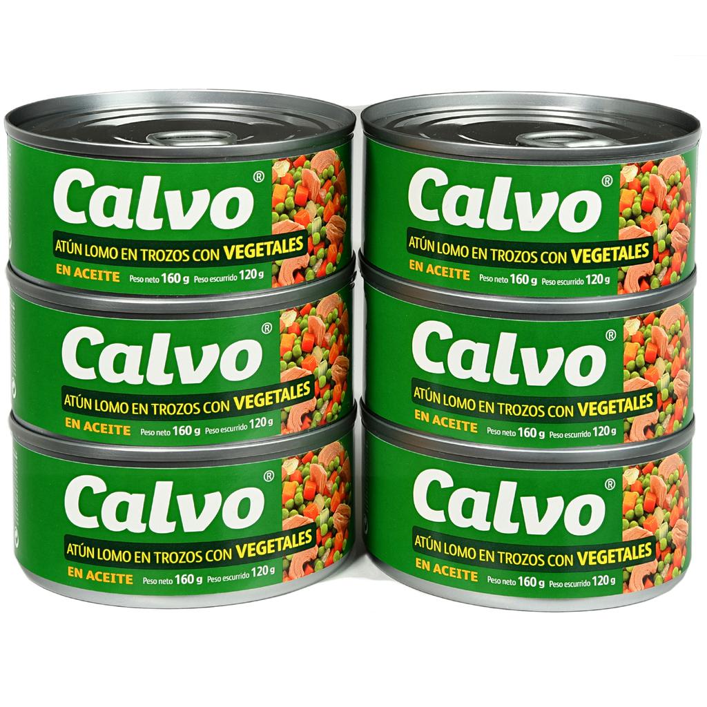 CALVO ATÚN EN TROZOS CON VEGETALES 6 UNIDADES / 160 G / 5.64 OZ