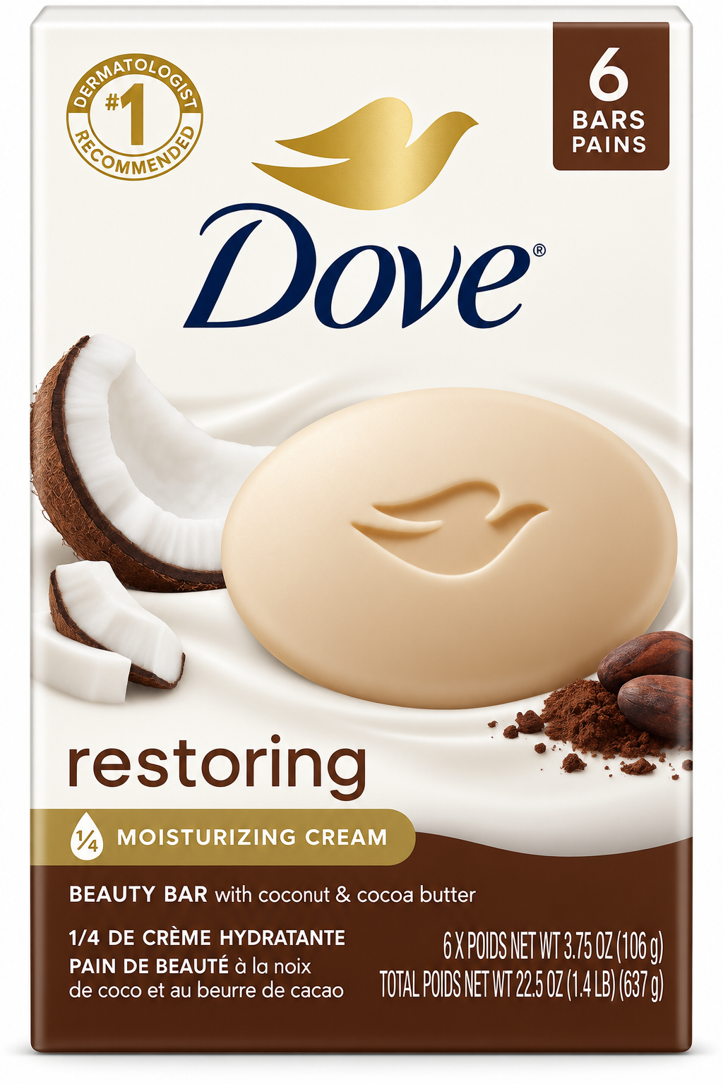 DOVE JABON COCONUT 6PCK