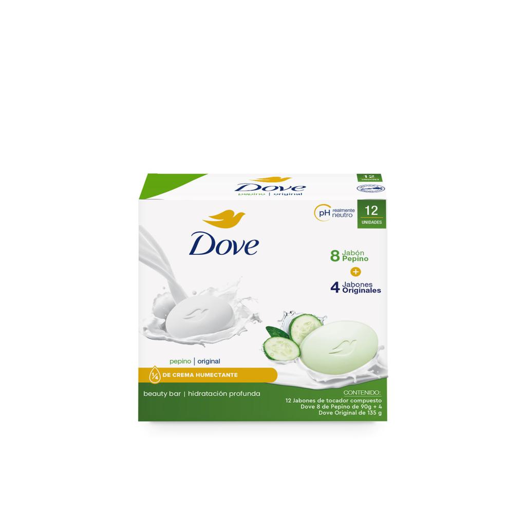 DOVE JABÓN DE BAÑO CON AROMA A PEPINO Y ORIGINAL TAMAÑO SURTIDO 12 UNIDADES
