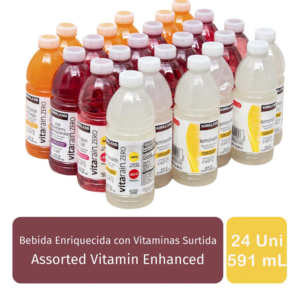 KIRKLAND VITARAIN ZERO BEBIDA ENRIQUECIDA CON VITAMINAS 24 UNIDADES / 591 ML / 20 OZ